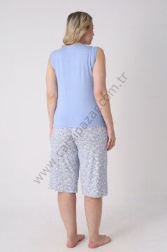 Büyük Beden Desenli Kadın Şortlu Pijama Takım