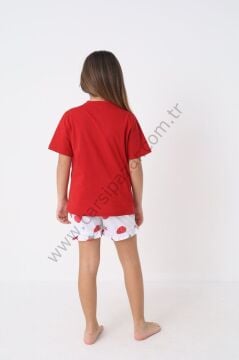 Desenli Rahat Kalıp Kız Çocuk Şortlu Pijama Takım