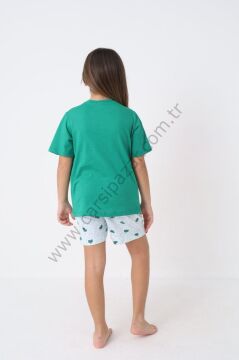 Desenli Rahat Kalıp Kız Çocuk Şortlu Pijama Takım