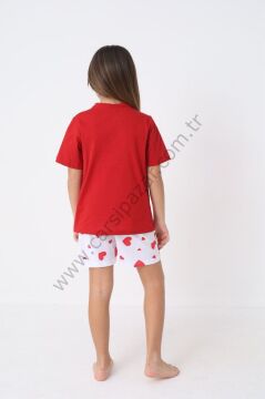 Desenli Rahat Kalıp Kız Çocuk Şortlu Pijama Takım