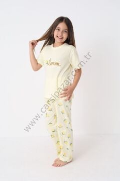 Kız Çocuk Kısa Kollu Pamuklu Pijama Takım