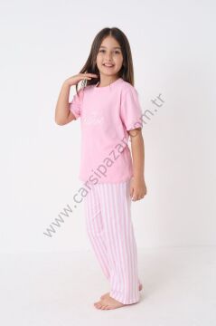 Kız Çocuk Kısa Kollu Pamuklu Pijama Takım