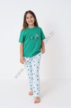 Kız Çocuk Kısa Kollu Pamuklu Pijama Takım