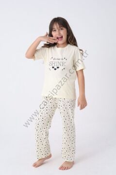 Kız Çocuk Kısa Kollu Pamuklu Pijama Takım